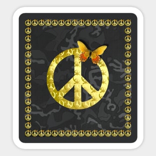 Luxury Golden Peace Symbol Butterfly 3D Graphic Sticker